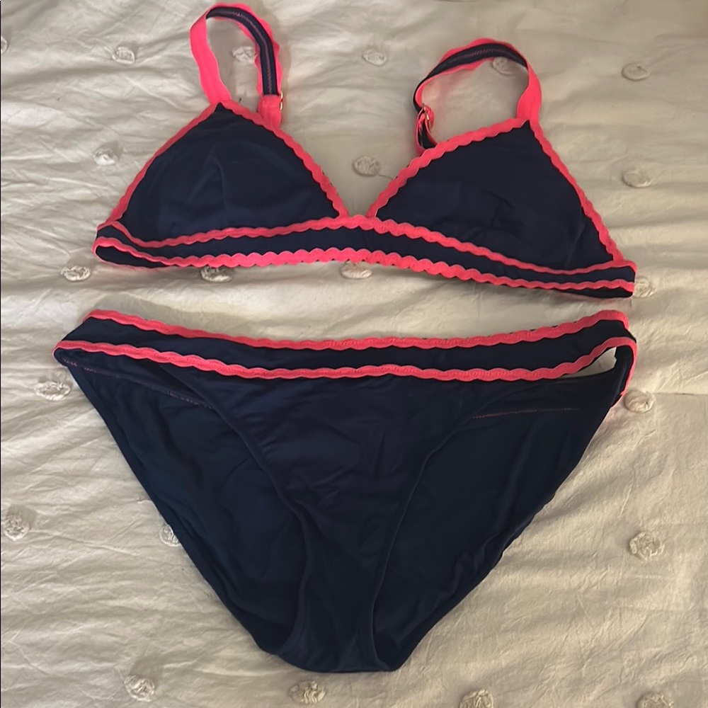 Vineyard Vines Navy Blue and Hot Pink Bikini Set Sz M Like New